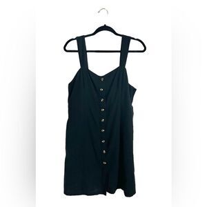 American Eagle Outfitters Black Linen Cotton Blend Button Front Dress Size Large